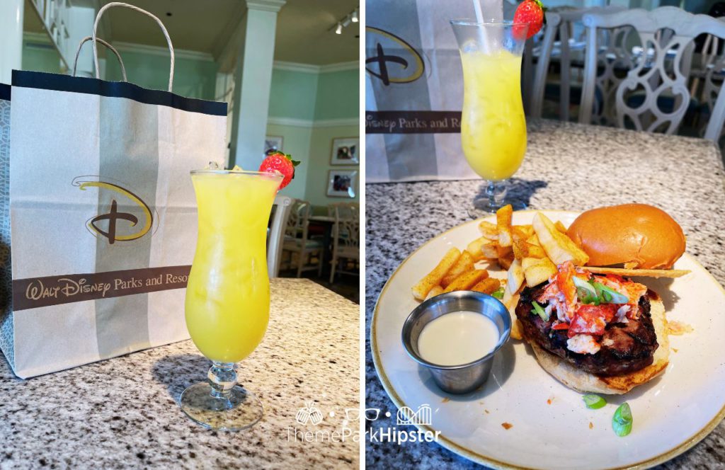 Disney's Grand Floridian Cafe Restaurant Mimosa and Lobster Burger