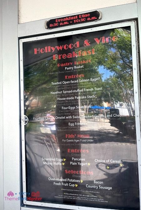 Hollywood and Vine Menu at Disney Hollywood Studios