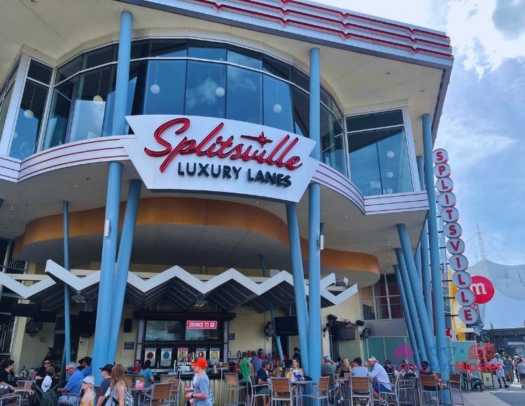 Splitsville Bowling Alley with a vintage entrance at Disney Springs and outdoor seating. Keep reading to discover the 25 most romantic things to do at Disney World for couples. 