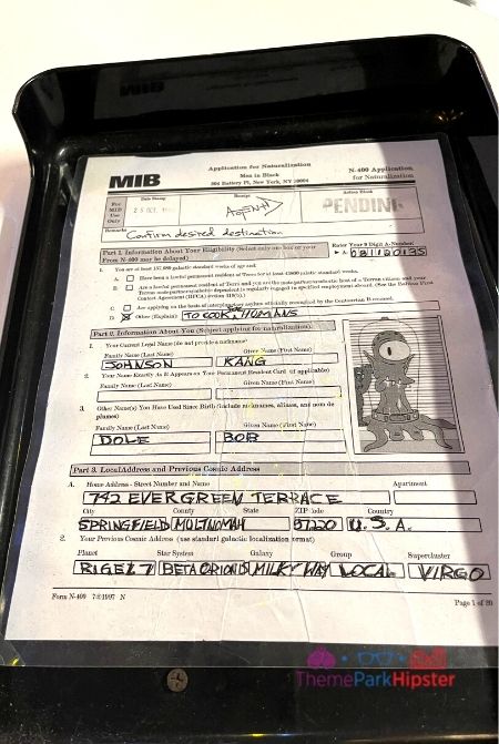 Men in Black Alien Attack Secret Document of Kang from Simpsons Easter Egg Hidden Secret one of the best rides at Universal Studios Florida