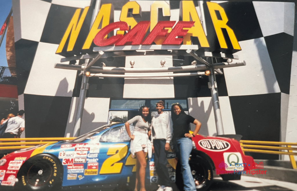 NikkyJ and Sisters in front of old Nascar Cafe at Citywalk 1999 Universal Orlando Resort. Keep reading to get the full Guide to Universal CityWalk Orlando with photos, restaurants, parking and more!