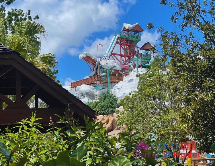 Summit Plummet Ride Drop at Blizzard Beach Water Park. Keep reading to see what's the best Disney water park in our Typhoon Lagoon vs Blizzard Beach guide!