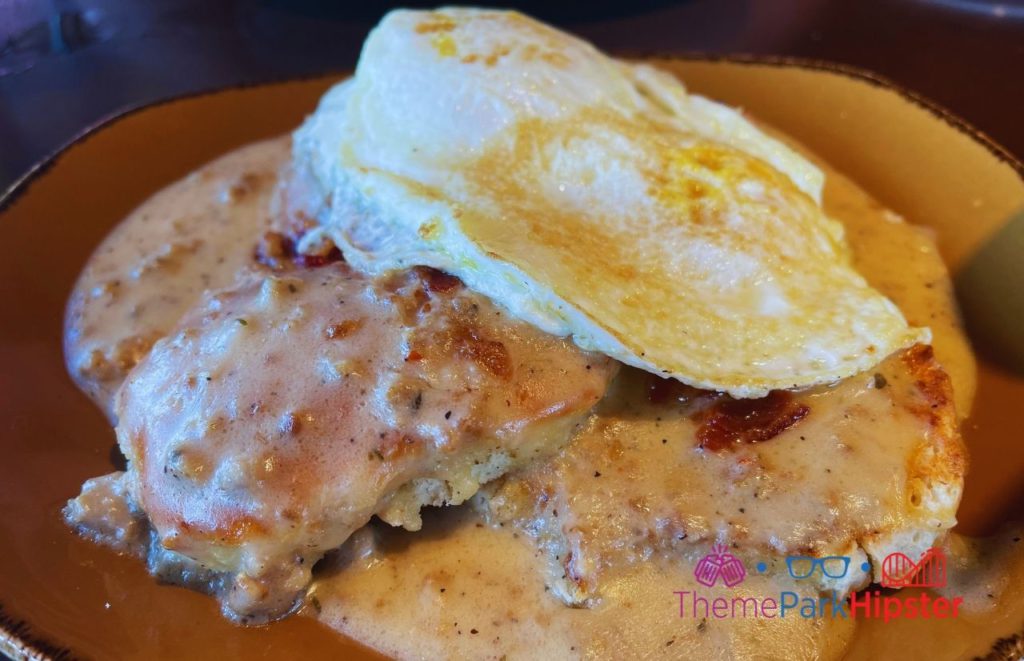 Wine Bar George Biscuit and Gravy. Keep reading to learn where to find the best breakfast in Disney Springs.
