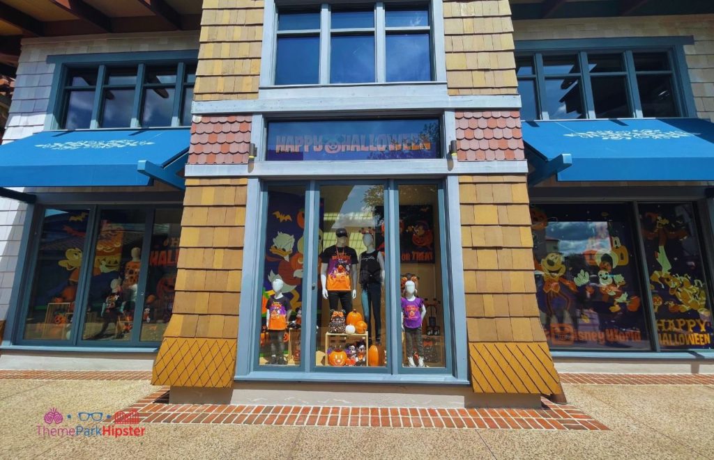 Disney Halloween Merchandise fall at Disney Springs Disney Store Facade. Keep reading for more Halloween at Disney things to do and events with fall decor.