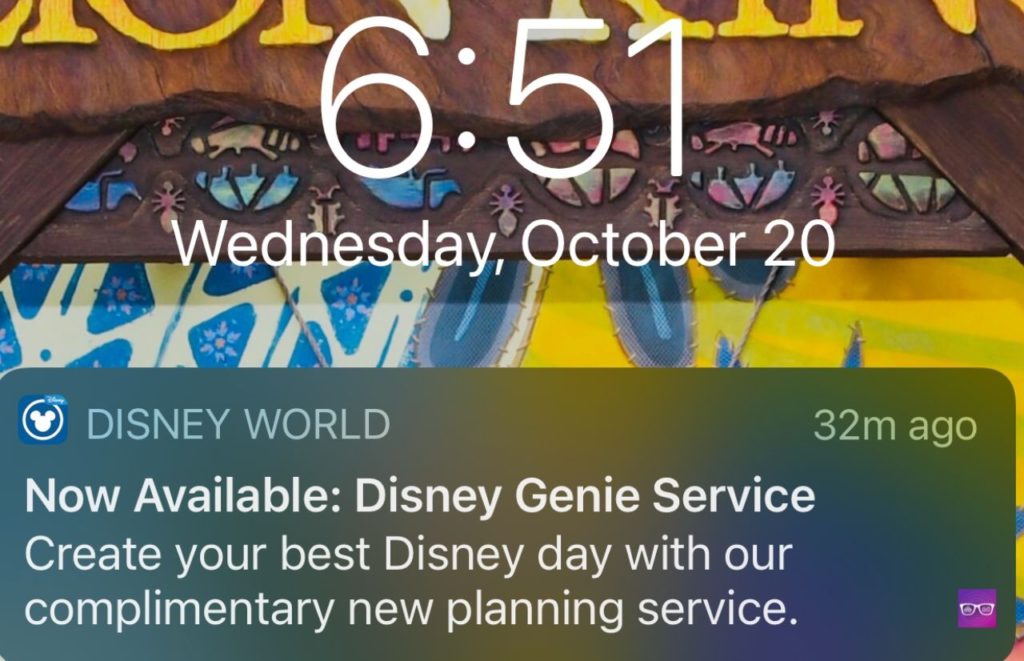 Disney Genie App Phone Alert