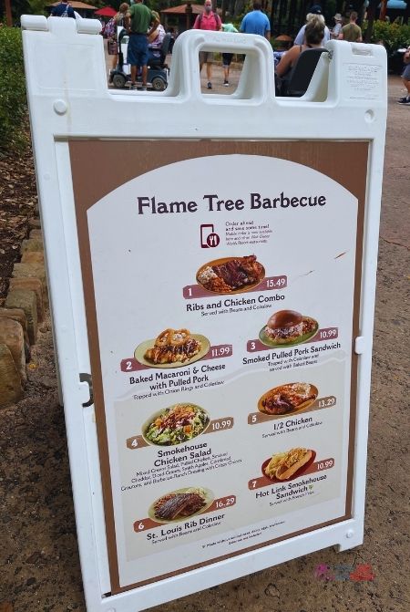 Flame Tree Barbecue Animal Kingdom Menu.