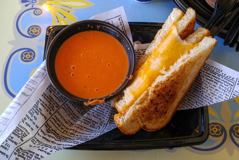Jolly Holiday Cafe Disneyland Grilled Cheese and Tomato Soup best places to eat at disneyland on a budget.
