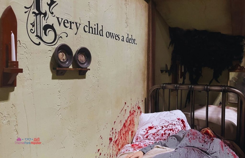 Revenge of the Tooth Fairy Unmasking the Horror Tour HHN 30 servant quarter with words every child owes a debt on the wall. Keep reading to know what Halloween Horror Nights mistakes to avoid