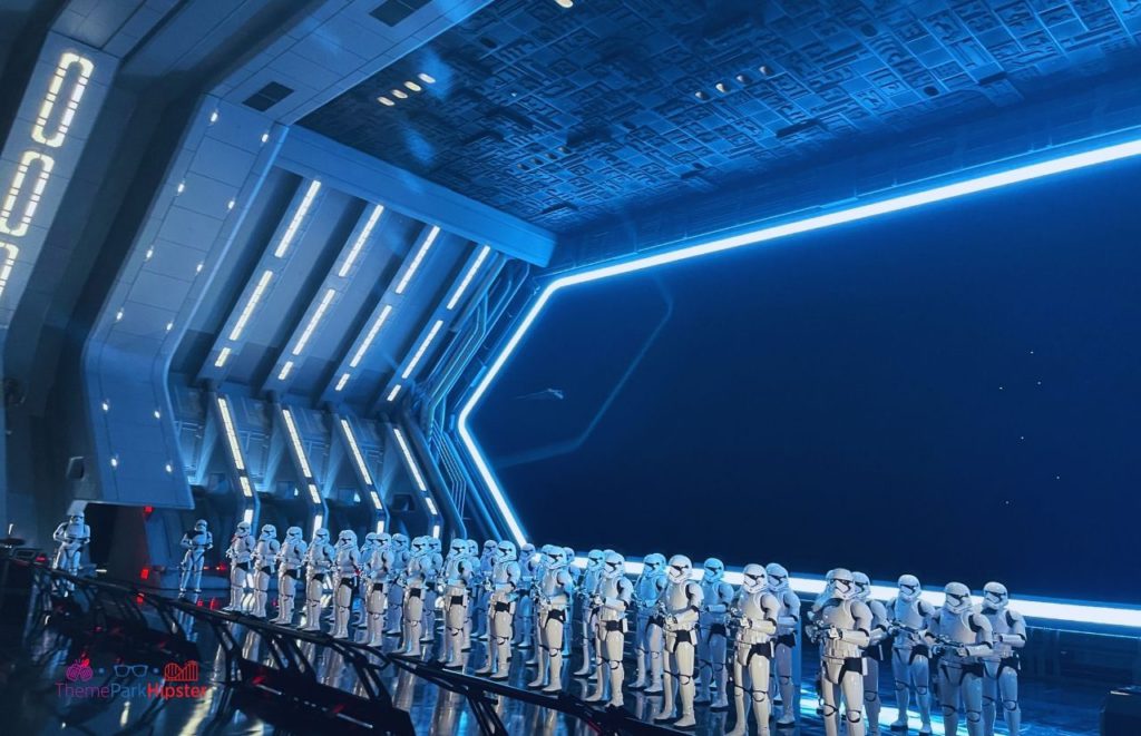 Star Wars Rise of Resistance Storm Trooper Scene. Keep reading to get the best rides at Hollywood Studios for Genie Plus and Lightning Lane attractions.