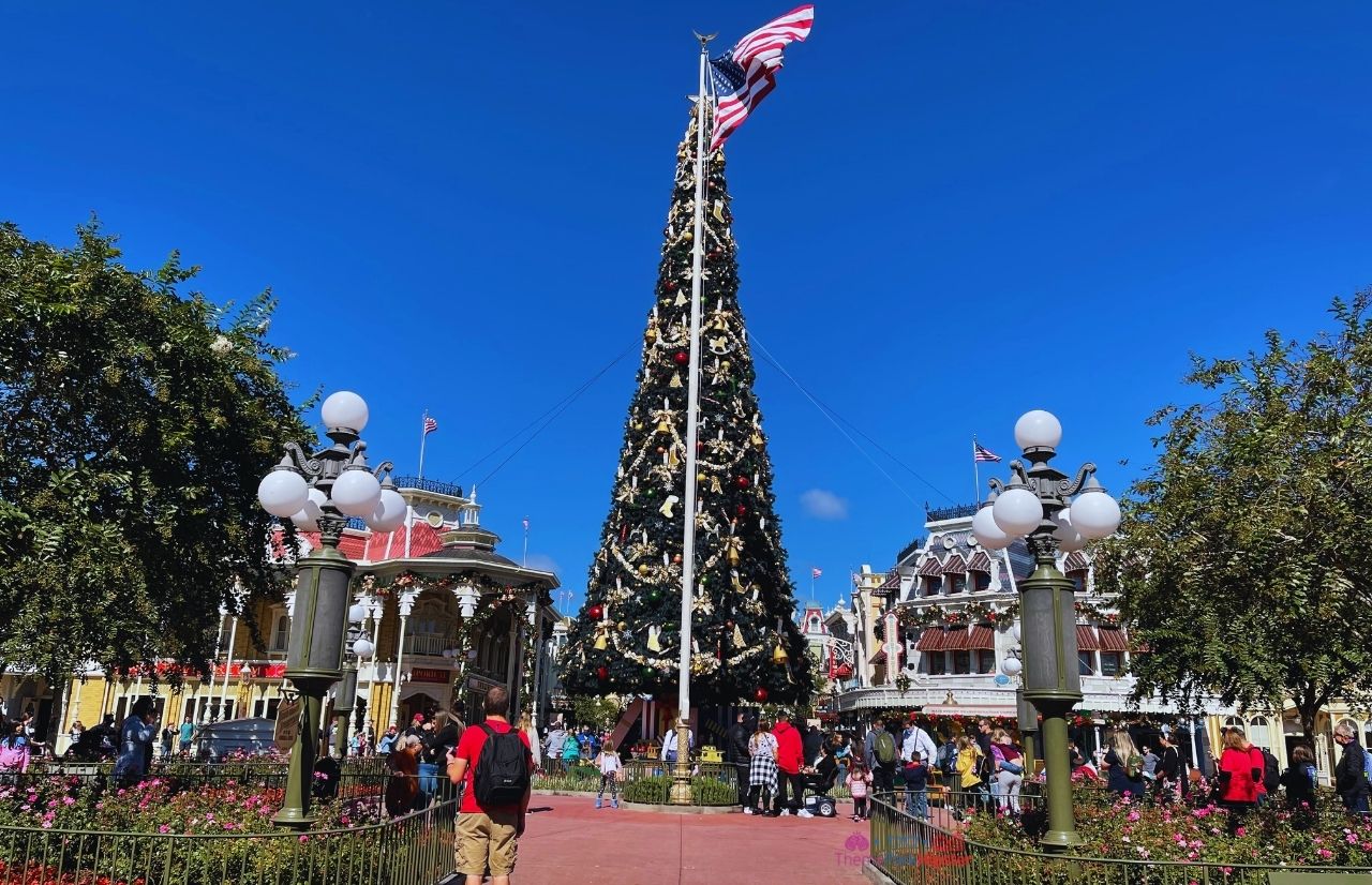 Christmas Tree in Main Street USA Magic Kingdom for Mickey's Very Merry Christmas Party at Disney World