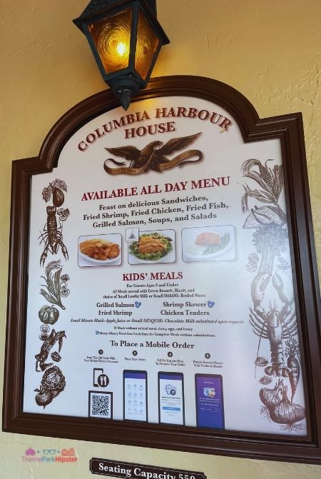 Columbia Harbour House Menu Magic Kingdom Food