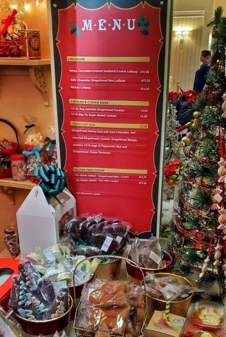 Disney Grand Floridian Gingerbread house menu. Keep reading to learn about the Disney World Gingerbread house display on Theme Park Hipster!