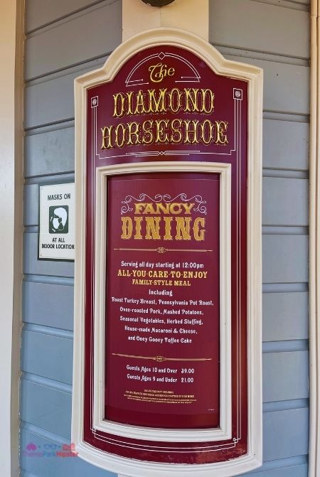 The Diamond Horseshoe Menu Display Magic Kingdom. Keep reading to learn how to do Thanksgiving Day Dinner at Disney World.