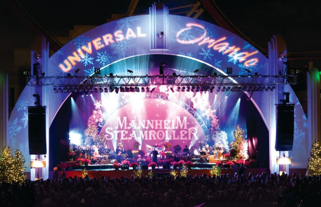 Universal Orlando Mannheim Steamroller on stage at Universal Studios Florida