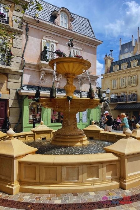 Remy’s Ratatouille Adventure Water Fountain in France Pavilion. One of the best epcot rides ranked from worst to best for your disney world vacation.