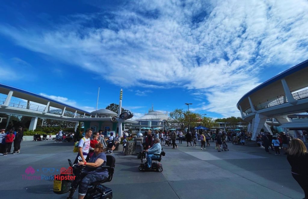 Tomorrowland overlooking Space Mountain and the Tomorrowland Transit Authority. Keep reading to figure out which is better for Space Mountain Disneyland vs Disney World.