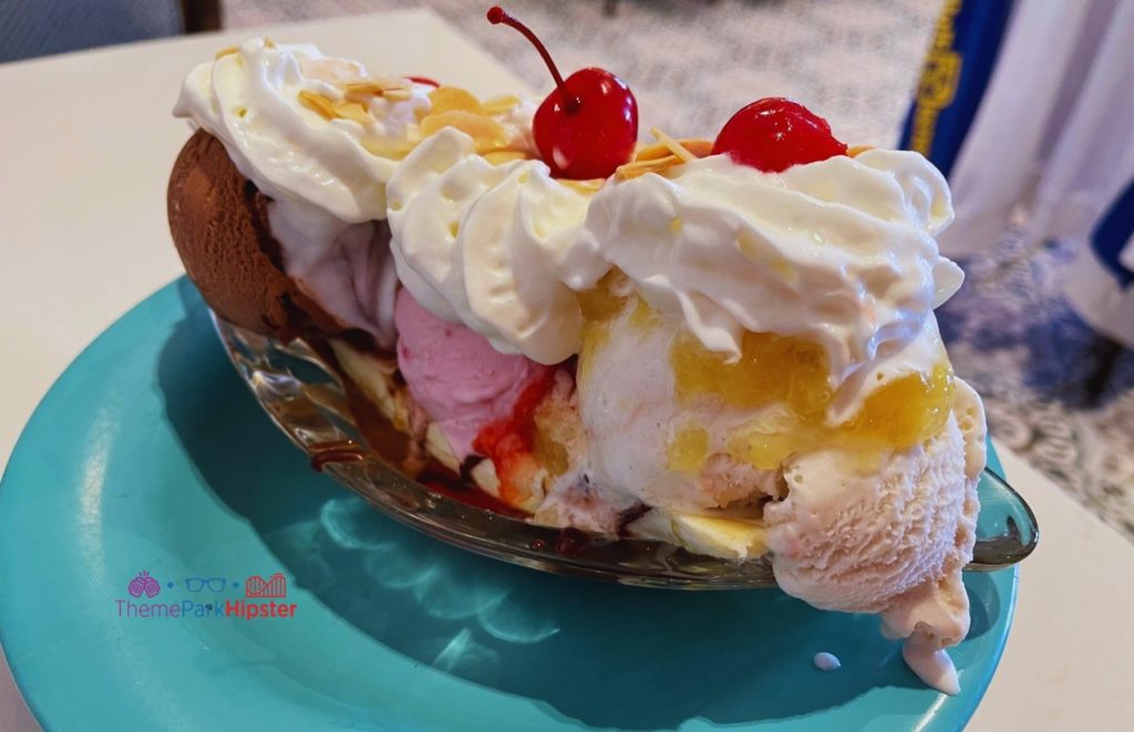 Disney Beach Club Resort Hotel Beaches and Cream Banana Split with Chocolate Strawberry and Vanilla Ice Cream Topped with Whipped Cream and Cherries. Keep reading to find out the most romantic resorts for couples at Walt Disney World.  