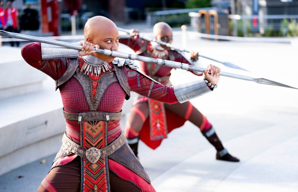 Dora Milaje from Black Panther at Disney California Adventure Avengers Campus. Keep reading to learn about the best things to do in Avengers Campus at Disneyland Resort.