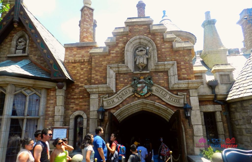 Mr Toad's Wild Ride Attraction Entrance at Disneyland. Keep reading to get the best movies to watch for Disney World Magic Kingdom.