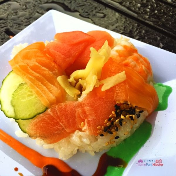 Sushi Donut at Epcot Festival of the Arts. Keep reading to get the full Epcot Festival of the Arts guide, tips, food, concerts and more!