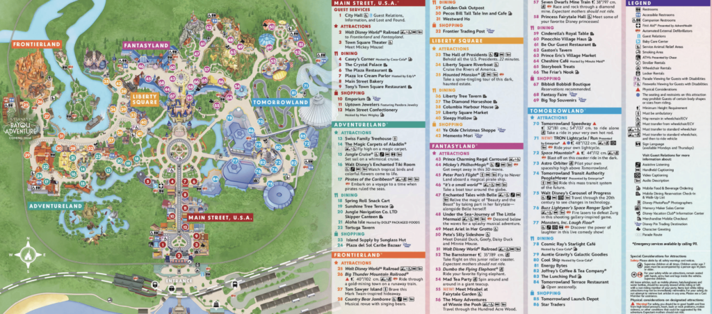 2024 and 2025 Disney Magic Kingdom Map