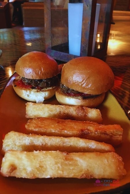 Nomad Lounge in Animal Kingdom Filet Beef Sliders with Fries