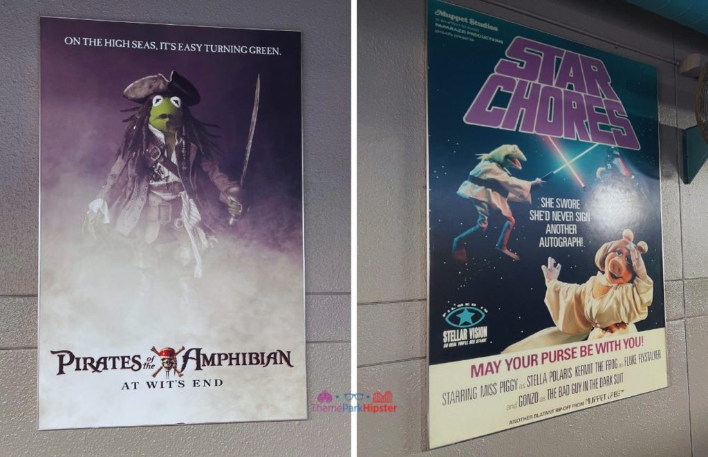 Disney Hollywood Studios Muppet 3D vision queue line with fun movie posters. Best Hollywood Studios Shows
