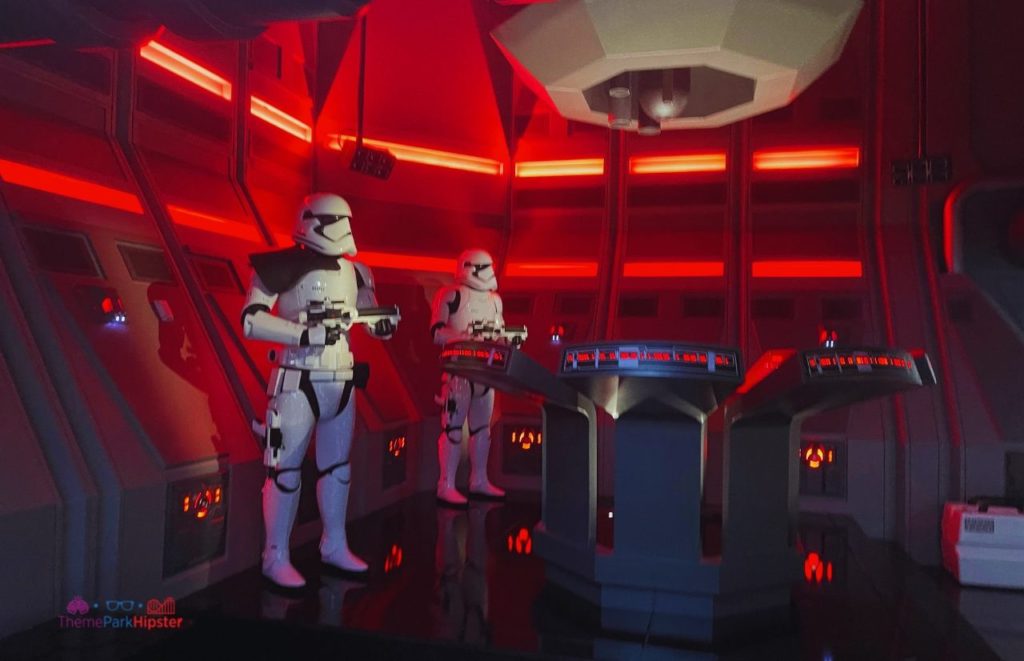 Disney Hollywood Studios Star Wars Rise of the Resistance with Stormtroopers guarding station. Keep reading to get the best rides at Hollywood Studios for Genie Plus and Lightning Lane attractions.
