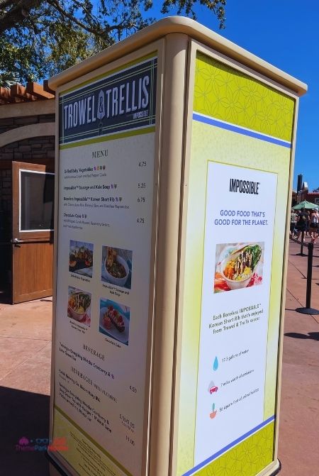 Epcot Flower and Garden Festival Trowel and Trellis Booth Menu