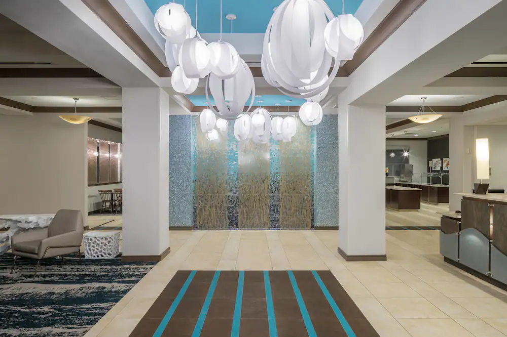 Fairfield Inn and Suites by Marriott Lobby Area. One of the Best hotels near SeaWorld Orlando.