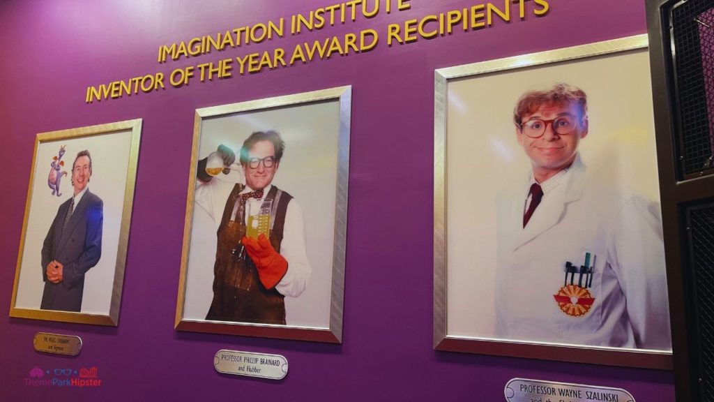Figment at Epcot Journey into Imagination Institute Inventor of the Year Award with Nigel Channing, Flubber and Wayne Szalinski. One of the best epcot rides ranked from worst to best for your disney world vacation.
