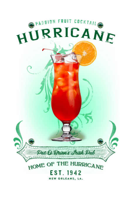 Hurricane Cocktail Drink Poster from Pat O'Brien's New Orleans