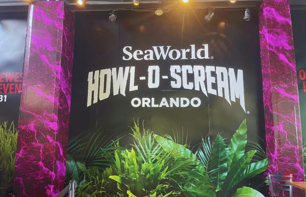 SeaWorld Orlando Howl O Scream Purple Sign. Keep reading to learn more about SeaWorld Orlando special events. 
