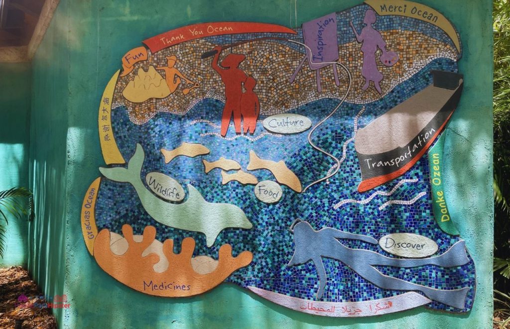 SeaWorld Orlando Mosaic Artwork near Manta roller coaster.
