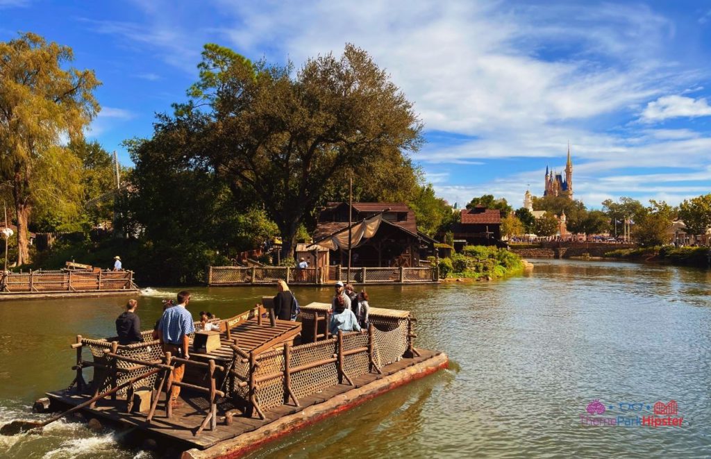 Disney Magic Kingdom Boat Ride Over to Tom Sawyer Island at Frontierland. Showcasing the best shoes for Disney World.
