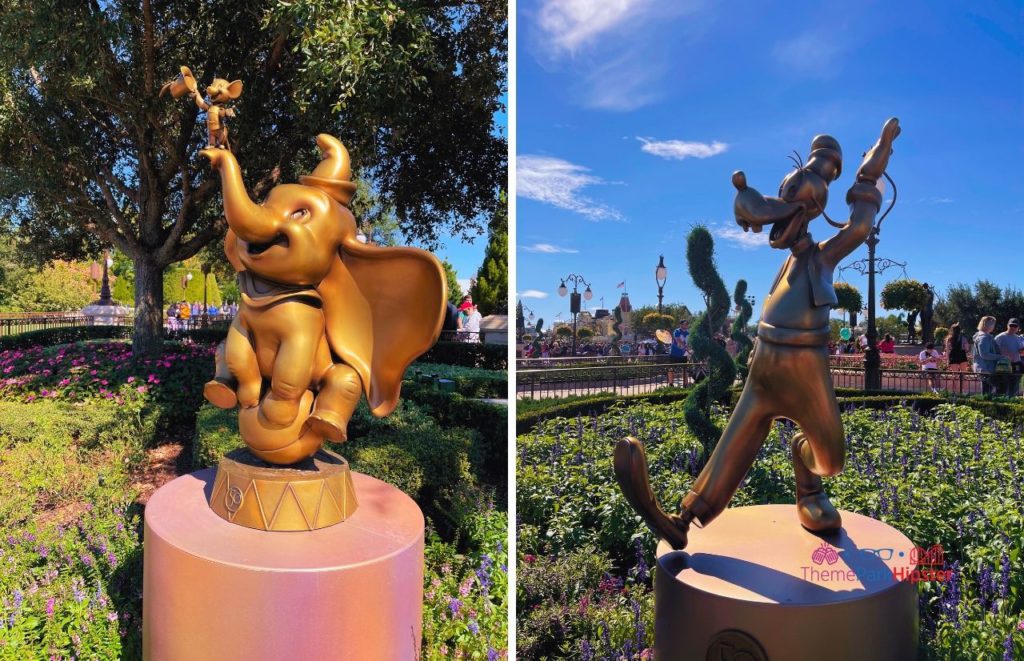 Disney Magic Kingdom Dumbo and Goofy 50th Anniversary Statues. Keep reading to learn about Magic Kingdom for adults the Disney grown up way.