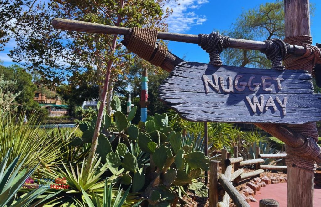 Disney Magic Kingdom Nugget Way Sign in Frontierland near Thunder Mountain Railroad