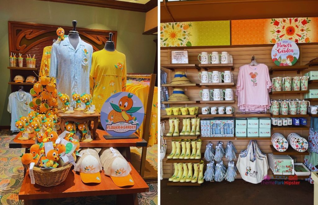 Epcot Flower and Garden Festival Merchandise with Spike the Bee and Minnie Mouse. Keep reading to know what to pack and what to wear to Disney World in March.