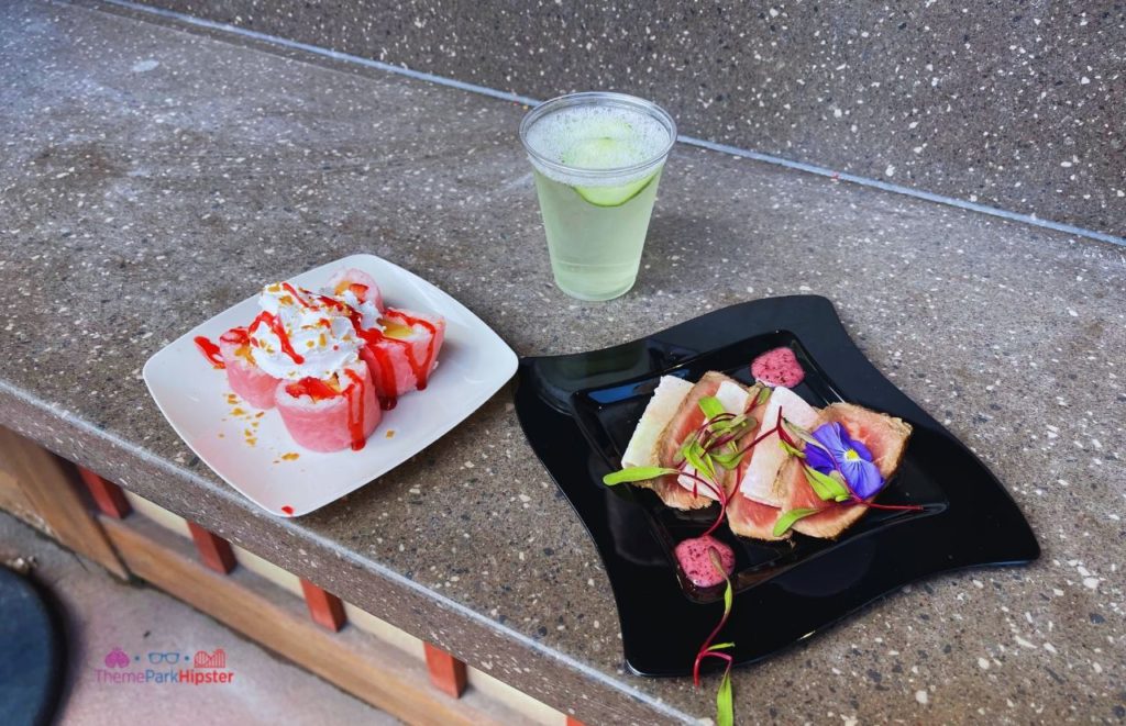 Japan Epcot Flower and Garden Festival with Frushi Cucumber Drink and Beef