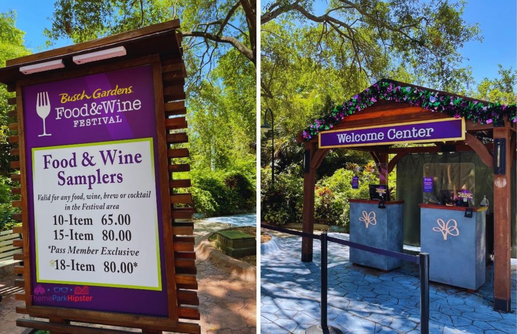 Busch Gardens Tampa Bay Food and Wine Festival Sampler Prices
