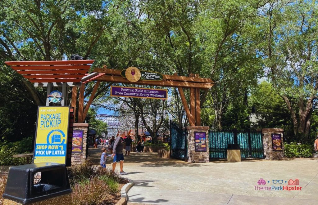 Busch Gardens Tampa Bay entrance to Food and Wine Festival. Going to Busch Gardens alone doesn't have to be scary. Keep reading for more solo travel tips.
