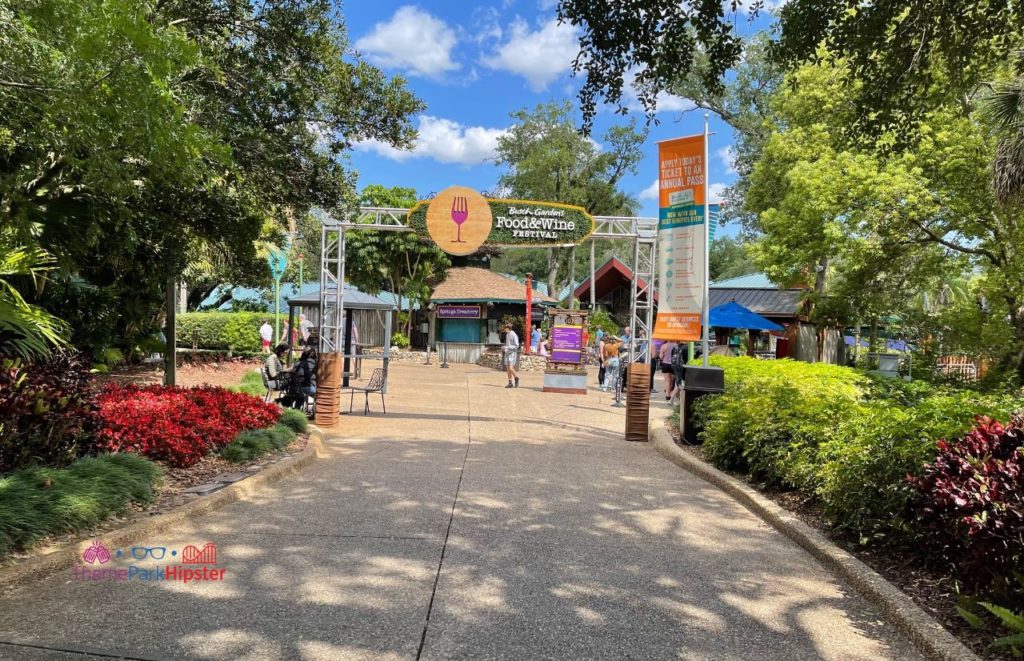 Busch Gardens Tampa Bay garden entrance to food and wine festival