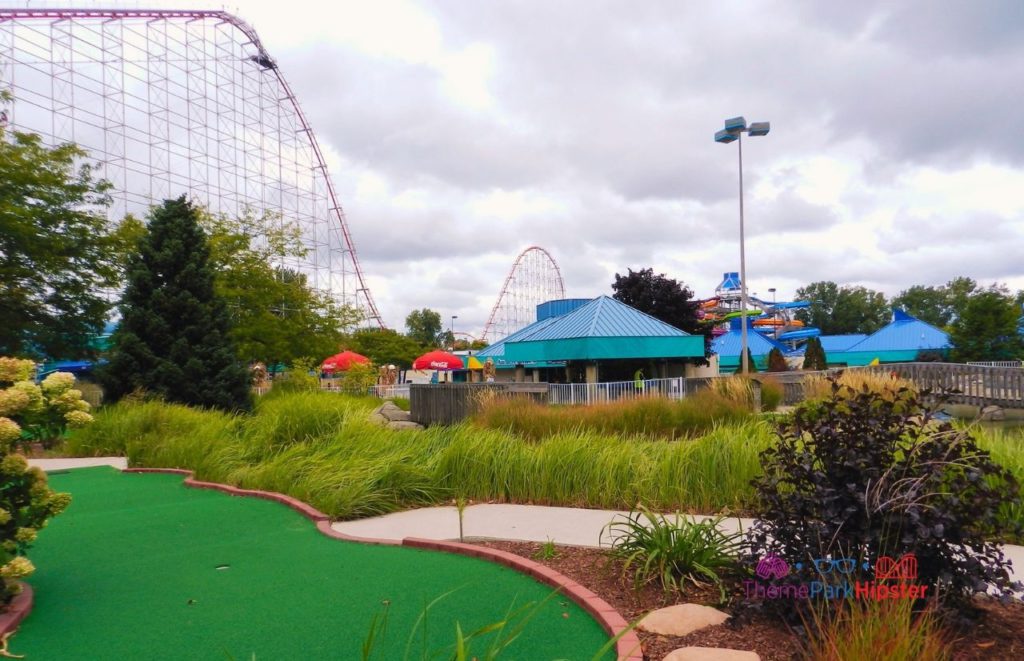 Cedar Point Mini Golf with Magnum XL roller coaster in the background