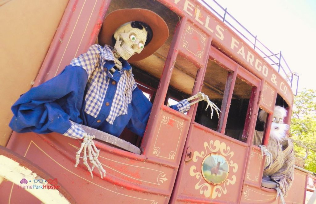 Cedar Point Wells Fargo and Company Carriage with Skeletons for Halloweekends
