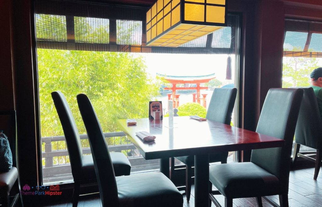 Tokyo Dining Restaurant in Epcot Japan Pavilion View out the window overlooking World Showcase Lagoon. Keep reading to find out which EPCOT Japanese Restaurant is the BEST?
