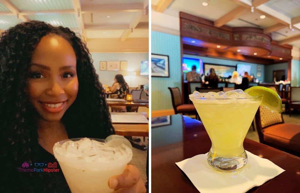 NikkyJ holding a margarita at Martha's Vineyard at Yacht and Beach Club Resort, Walt Disney World. Keep reading to find out the most romantic things to do at Disney World.