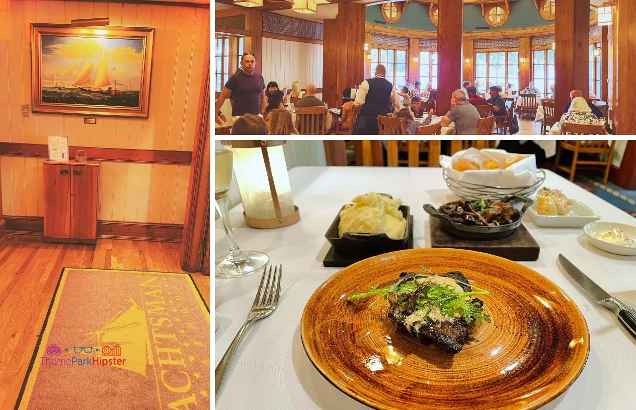Yachtsman Steakhouse Yacht and Beach Club Resort Walt Disney World dining room with steak dinner