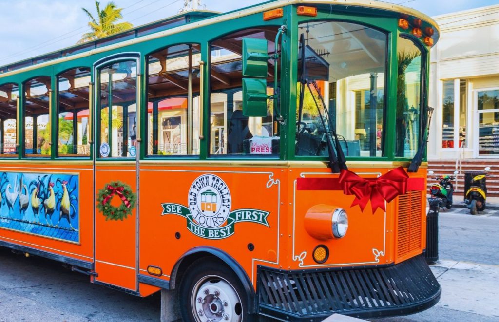 Old-Town-Trolley-Tour-for-Christmas-St-Augustine. One of the best day trips from Orlando for solo travelers.