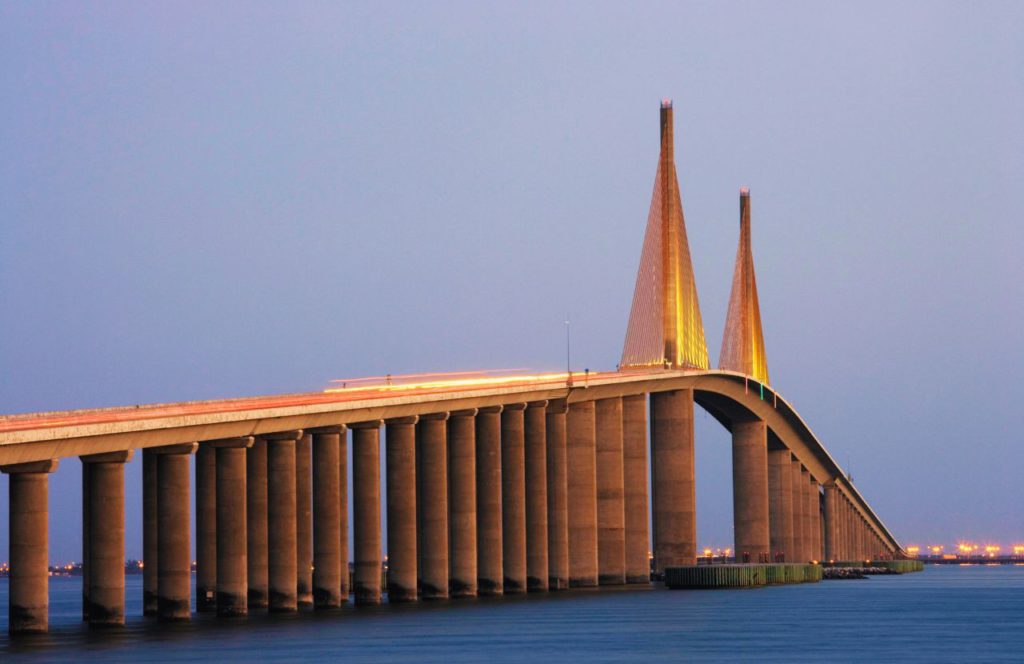 Sunshine Skyway Bridge. One of the best day trips from Orlando for solo travelers.