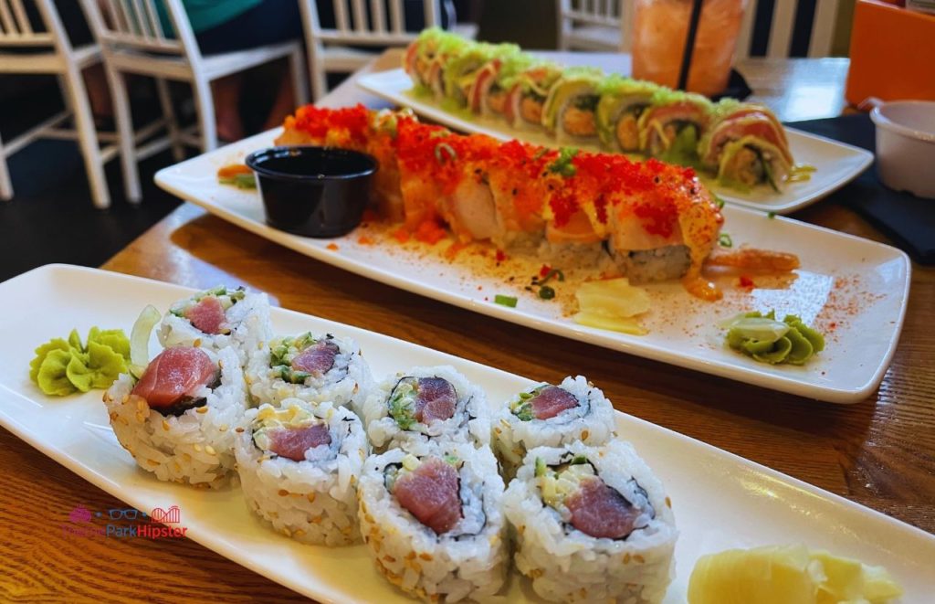 Universal Orlando Resort Cowfish Restaurant in Citywalk sushi roll. Keep reading to get the full Guide to Universal CityWalk Orlando with photos, restaurants, parking and more!